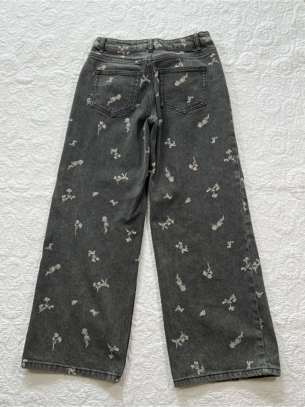 Bohme jeans women’s small black wide leg floral print Relaxed boho whimsigoth - Picture 4 of 16
